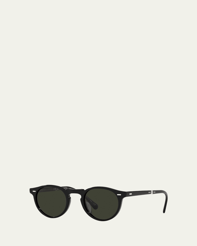 Gregory Peck Round Acetate Sunglasses, Black